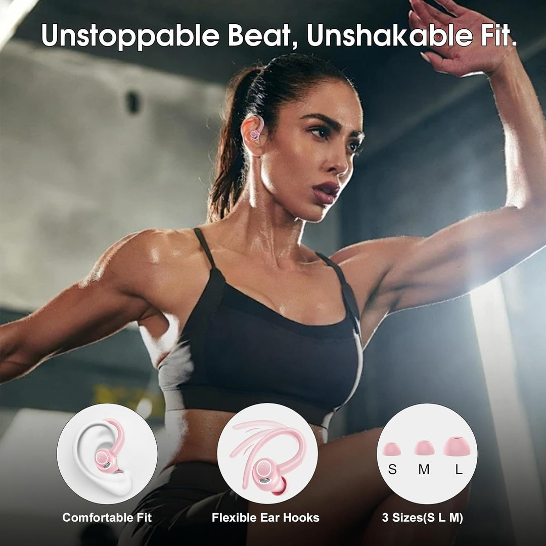 Csasan Bluetooth Kopfhörer Sport, in Ear Kopfhörer Kabellos Bluetooth 5.3 mit Ohrbügel, Hi-Fi Stereo