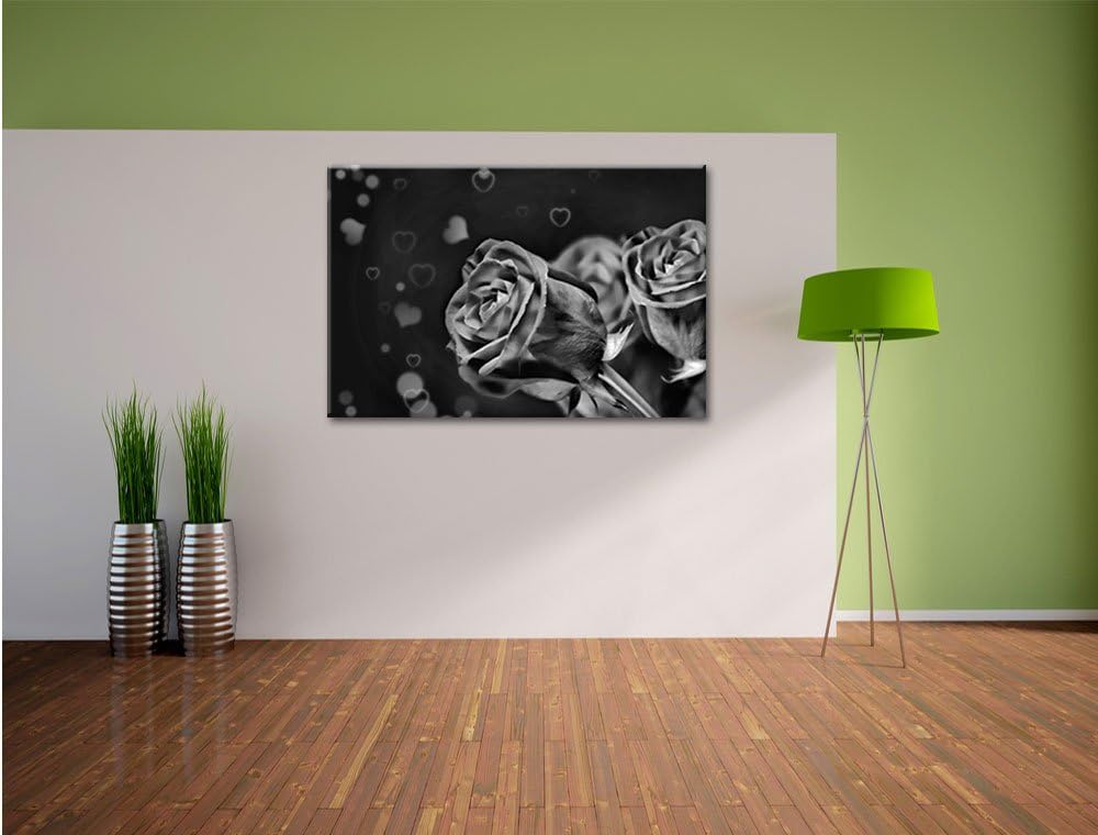 Monocrome, Rosen, Format: 100x70 auf Leinwand, XXL riesige Bilder fertig gerahmt mit Keilrahmen, Kun