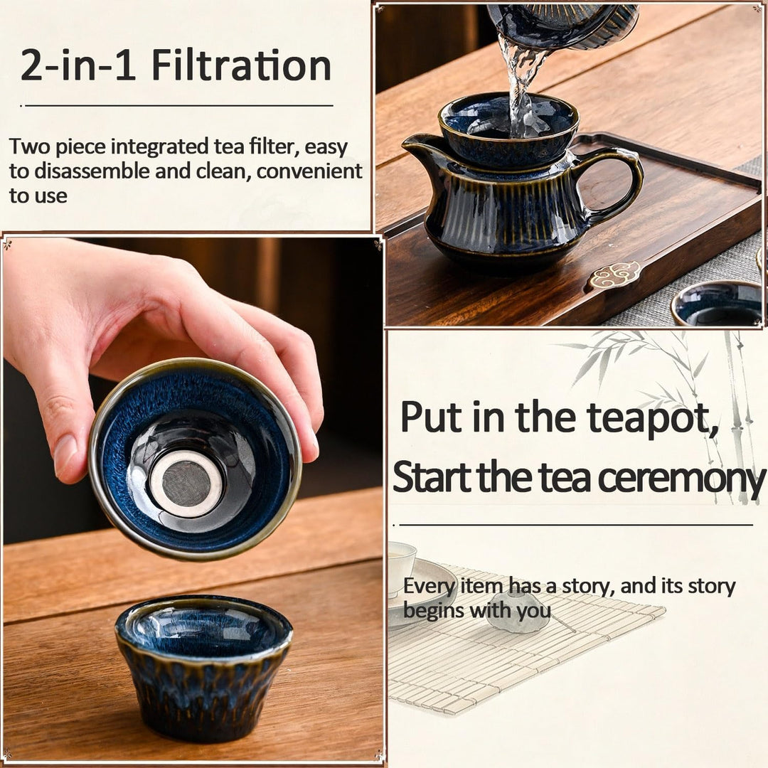Chinesisches Gongfu-Tee-Set aus Porzellan, 10 Stück Schönes Keramik Teekannen-Set mit Teebereiter un