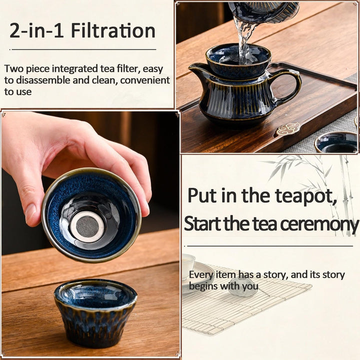 Chinesisches Gongfu-Tee-Set aus Porzellan, 10 Stück Schönes Keramik Teekannen-Set mit Teebereiter un