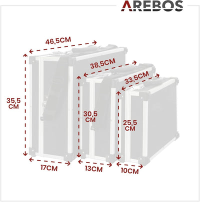 Arebos 3er Set Transportkoffer | 50 L Gesamtvolumen | abschliessbar | mit Tragegurt und Schloss | un
