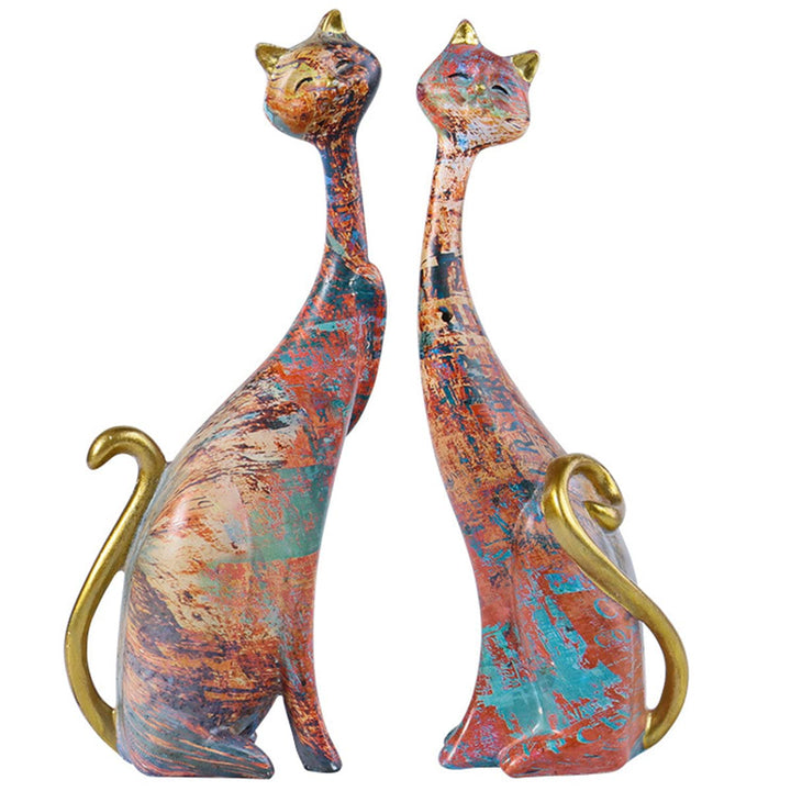PIGPIGFLY Graffiti-Ornamente,Harz Paar Katzen,Deko Wohnzimmer,Home Store Dekoration, Bürodekoratione