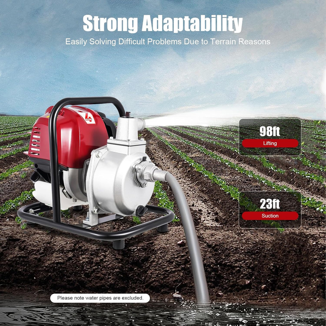 KEESUNG 38CC 4 Takt 1" Benzin Wasserpumpe, Einzylinder Hochdruck GartenbewäSserung Wasserpumpe Garte