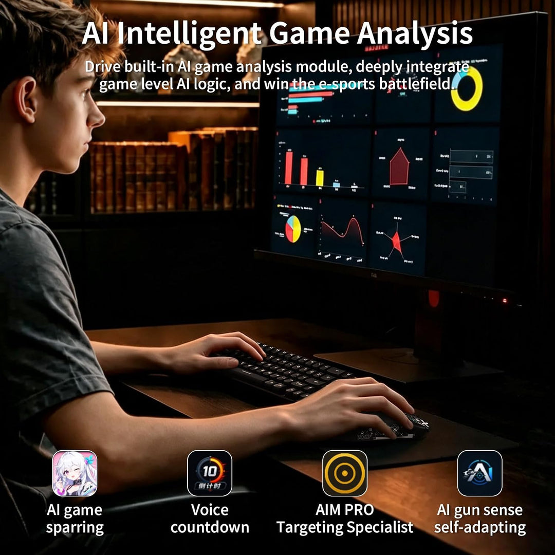 A.JAZZ AJ200P Kabellose Gaming-Maus mit KI-Unterstützung &amp; Ladestation Schwarz B, Schwarz B