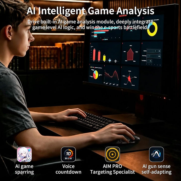 A.JAZZ AJ200P Kabellose Gaming-Maus mit KI-Unterstützung &amp; Ladestation Schwarz B, Schwarz B