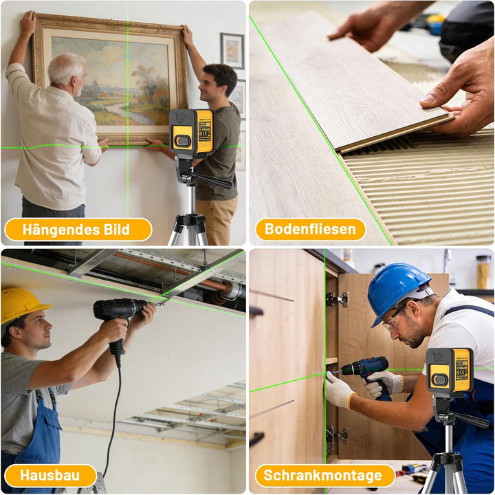 Laser Wasserwaage mit 1m Stativ, 50m Pulsmodus SAVSEC Kreuzlinienlaser Selbstnivellierend, Vertikale
