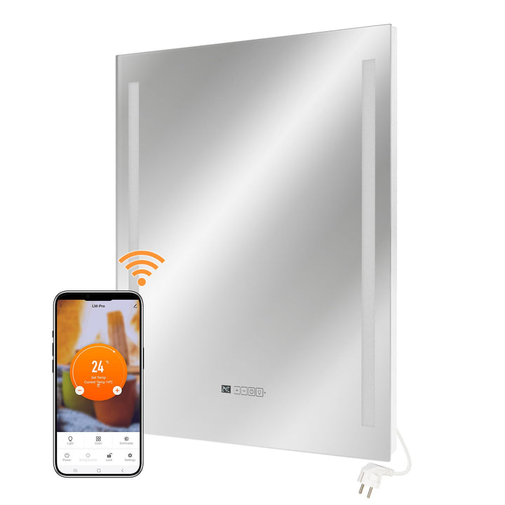 Infrarot Spiegelheizung Heizspiegel LM400-Pro 70x80cm 400W mit Beleuchtung, Tuya Smart App, Antibesc