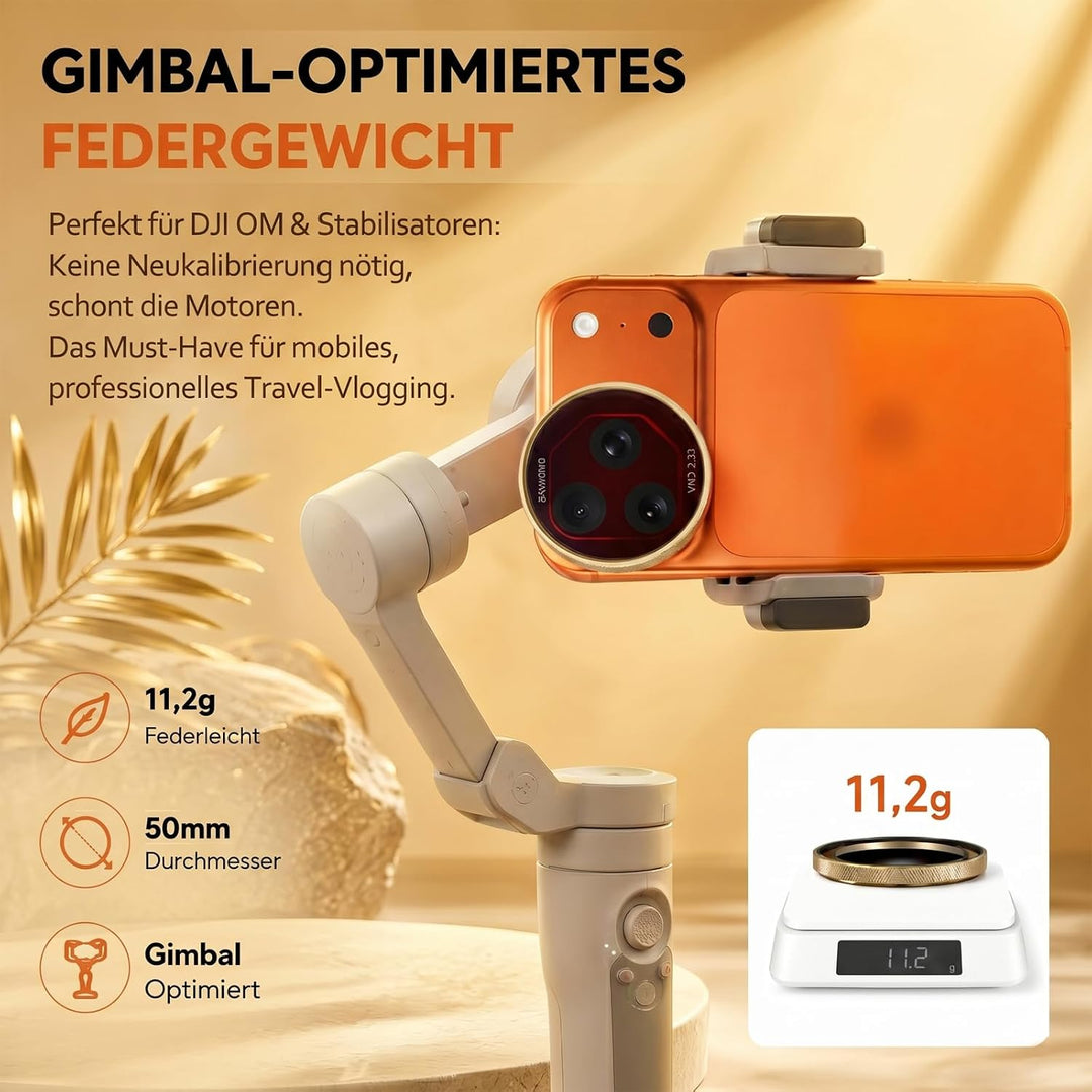 Snap-On Verstellbarer ND-Filter VND2-32 für iPhone 17 Pro &amp; Pro Max | 9,5g Ultraleichter Polfilter m
