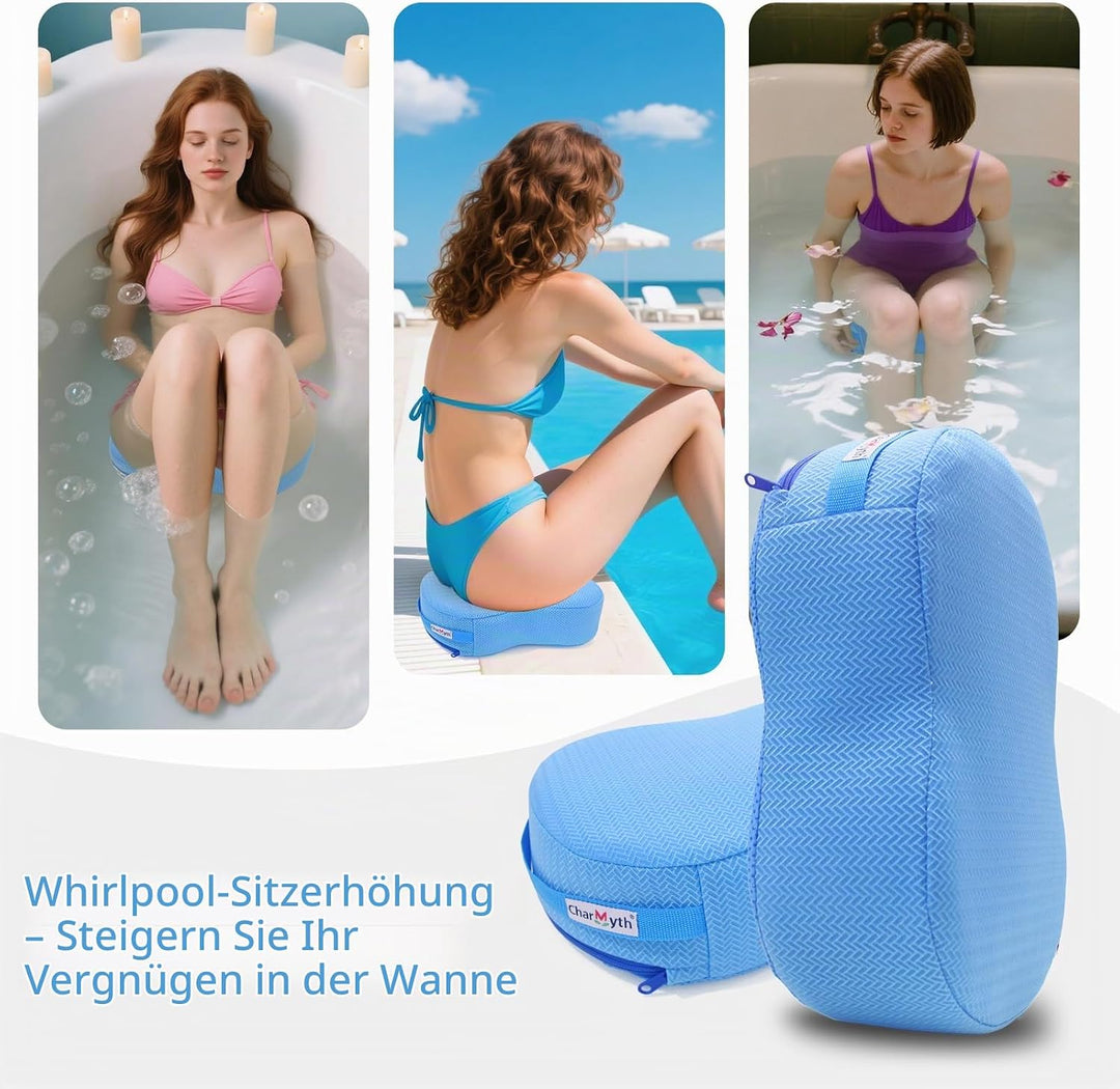Whirlpool Sitzkissen Sitzerhöhung Unterwasser, 40 x 30 x 12cm Badewannenkissen, rutschfest schnelltr