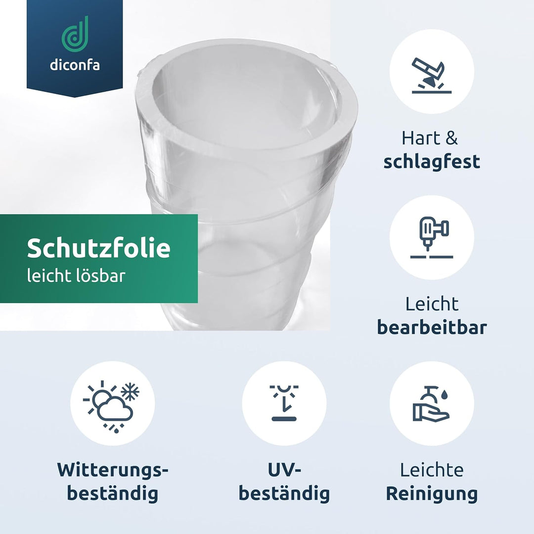 diconfa Acrylglas Kunststoff-Rohr glasklar - Ø 5 bis 500mm - LÄNGE 100mm bis 1500mm - AUSWAHL: Durch