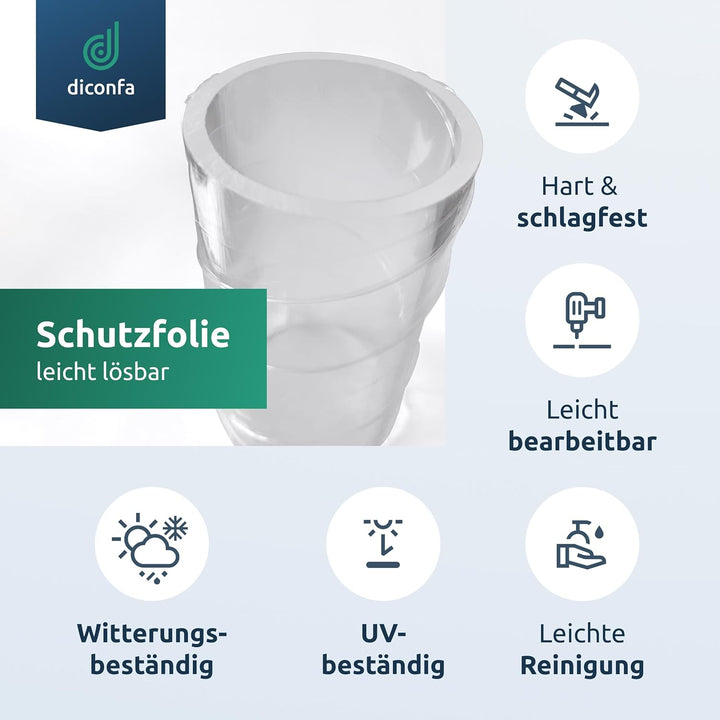 diconfa Acrylglas Kunststoff-Rohr glasklar - Ø 5 bis 500mm - LÄNGE 100mm bis 1500mm - AUSWAHL: Durch