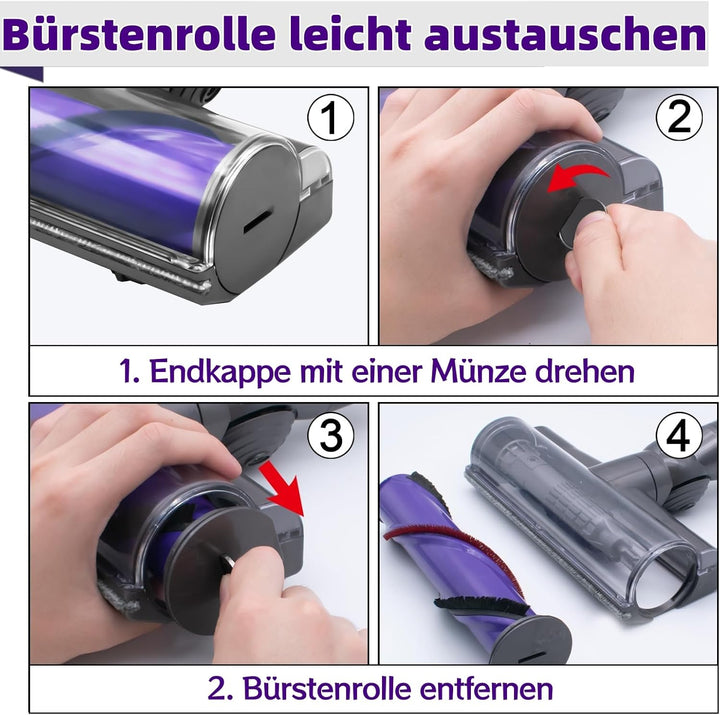 Turbobürste mit Direktantrieb Kompatibel mit Dyson V7 V8 V10 V11 V15 Staubsauger, Elektrische Bodend