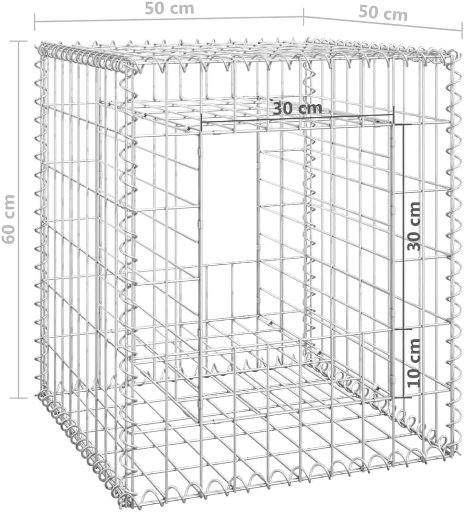 WIFESE 2 Stück Gabionensäulen 50x50x60 cm Steinkorb Gabione Gabionenkorb Pflanzkasten Gabionen Hochb