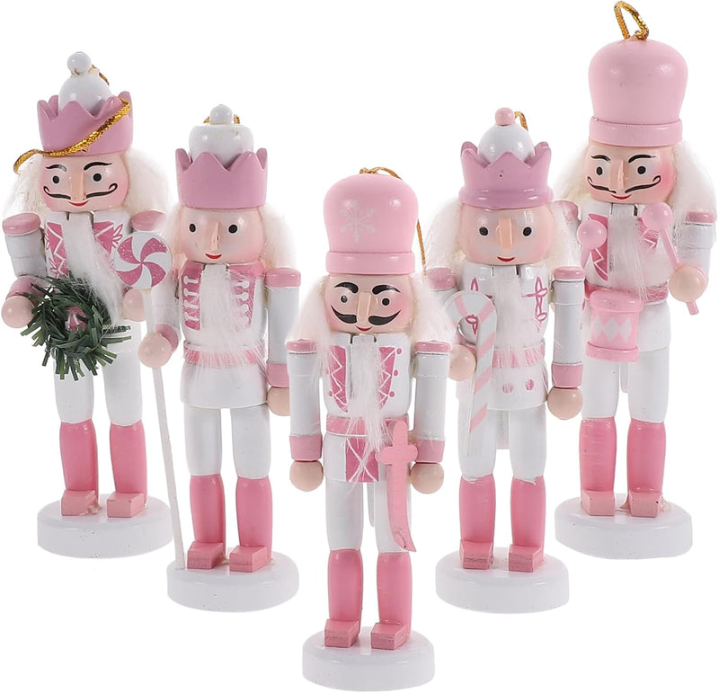 Veemoon 5 Stück Kleine Nussknacker-Hängeornamente Weihnachtsbaum-Soldat- Weihnachts-Hängefiguren Nus