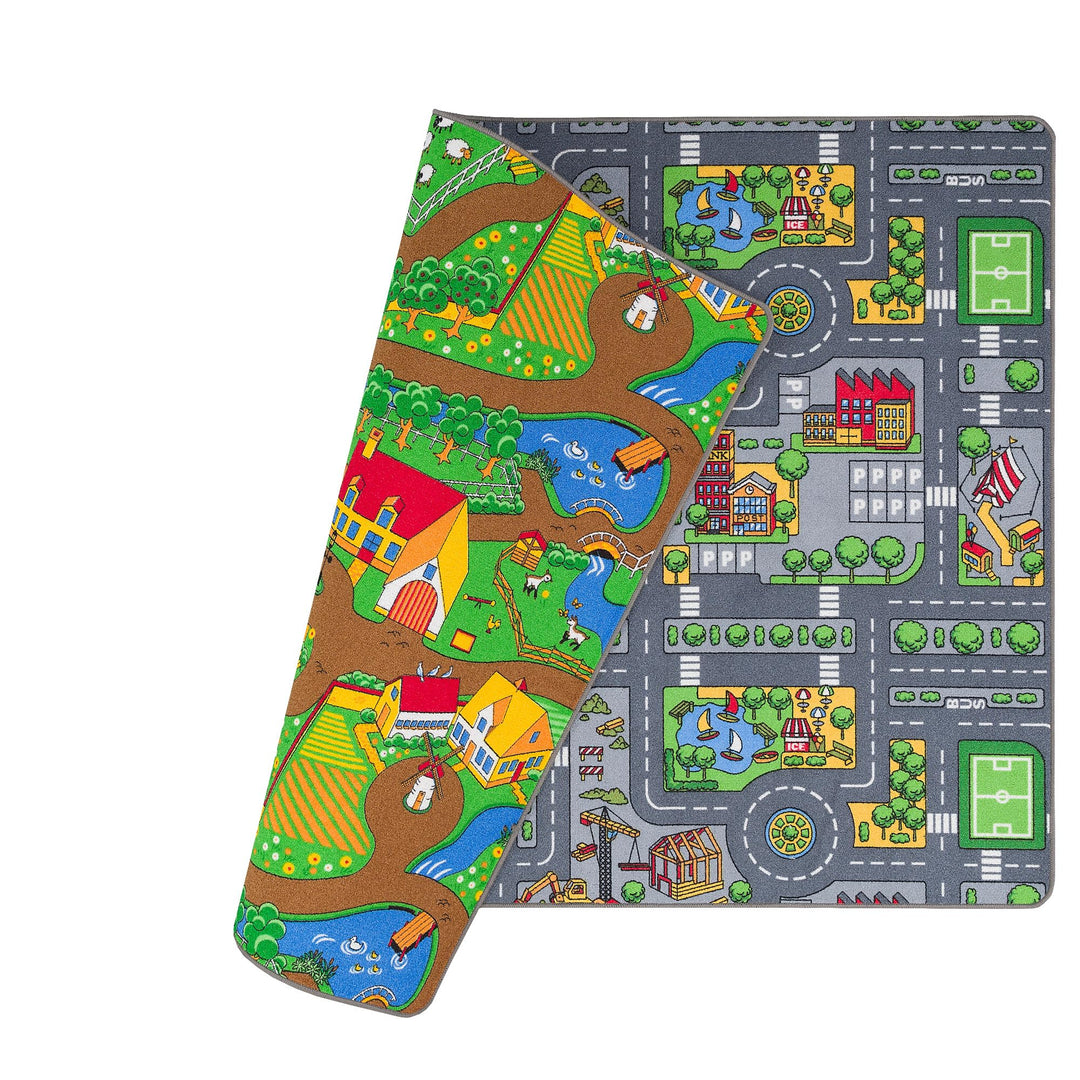 Pergamon Strassenteppich Beidseitig Kinder Spielteppiche für Kinderzimmer und Spielzimmer 160x240 cm