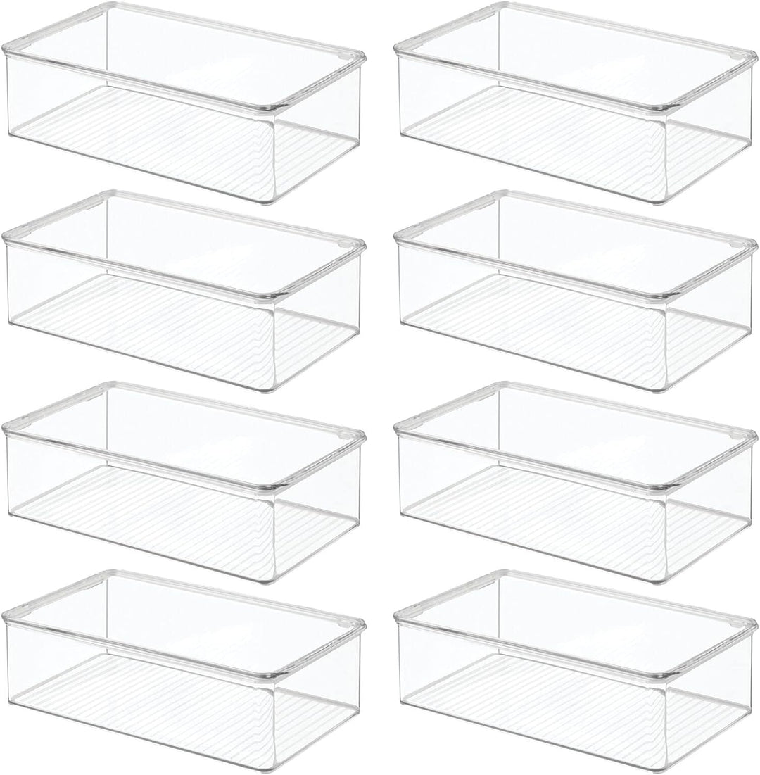 mDesign 8er-Set Kühlschrankbox – Kühlschrank Vorratsdose mit Deckel – lebensmittelechte Aufbewahrung