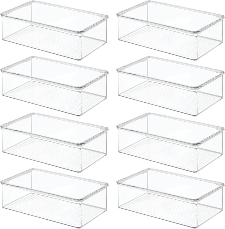 mDesign 8er-Set Kühlschrankbox – Kühlschrank Vorratsdose mit Deckel – lebensmittelechte Aufbewahrung