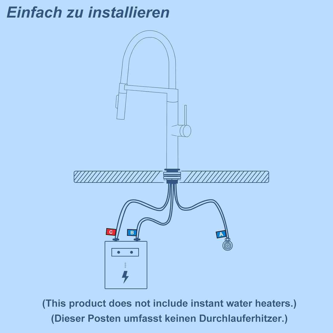 Tohlar Niederdruck Armatur Küche Schwarz, Niederdruck Wasserhahn Küche mit Ausziehbare Brause 360° S
