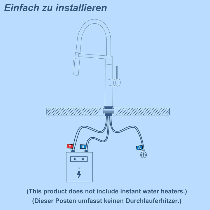 Tohlar Niederdruck Armatur Küche Schwarz, Niederdruck Wasserhahn Küche mit Ausziehbare Brause 360° S