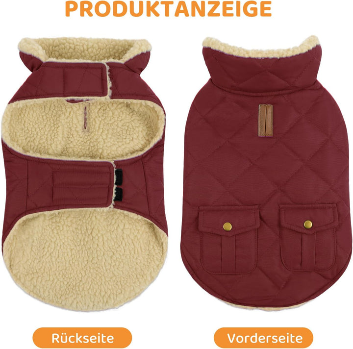 Queenmore Wintermantel Hund Wasserdicht Hundemantel Winter Mittelgrosse Hunde Warme Fleecemantel Hun