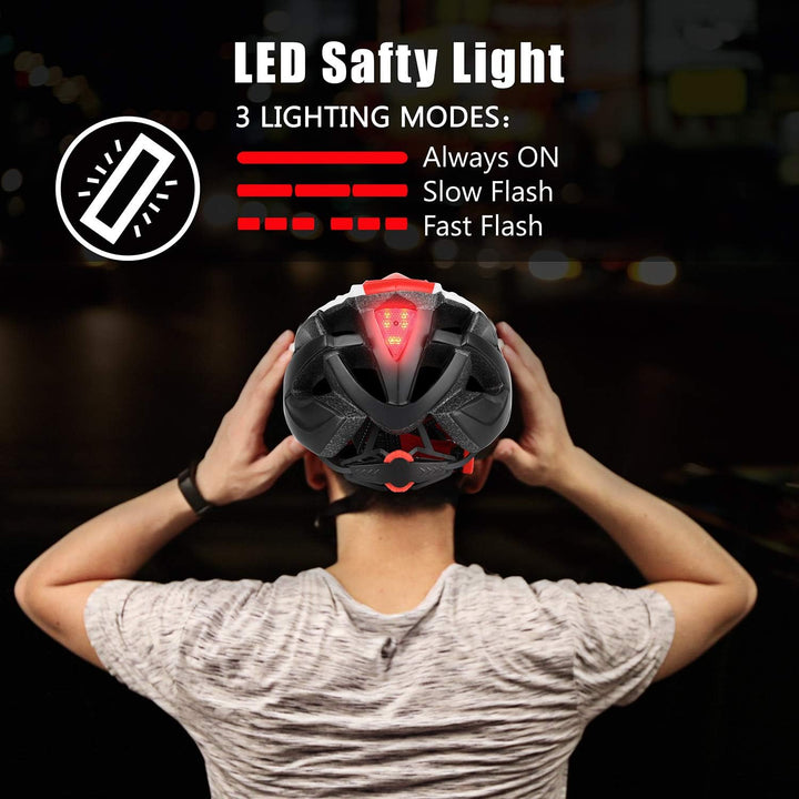 Shinmax Fahrradhelm mit LED-Beleuchtung, Fahrradhelm mit Sicherheitsbeleuchtung, magnetischer Fahrra