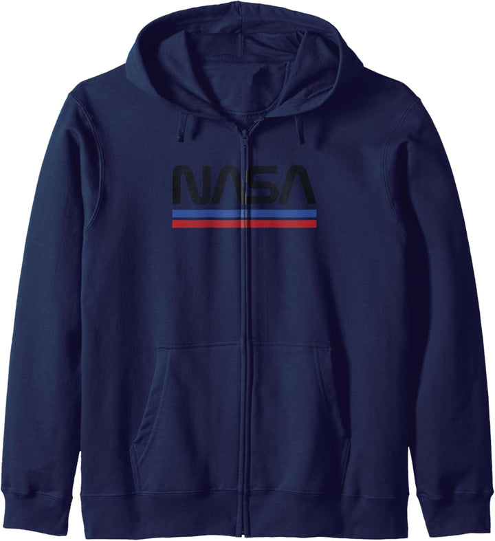 NASA Red Blue Stripe Minimal Logo Vintage Kapuzenjacke