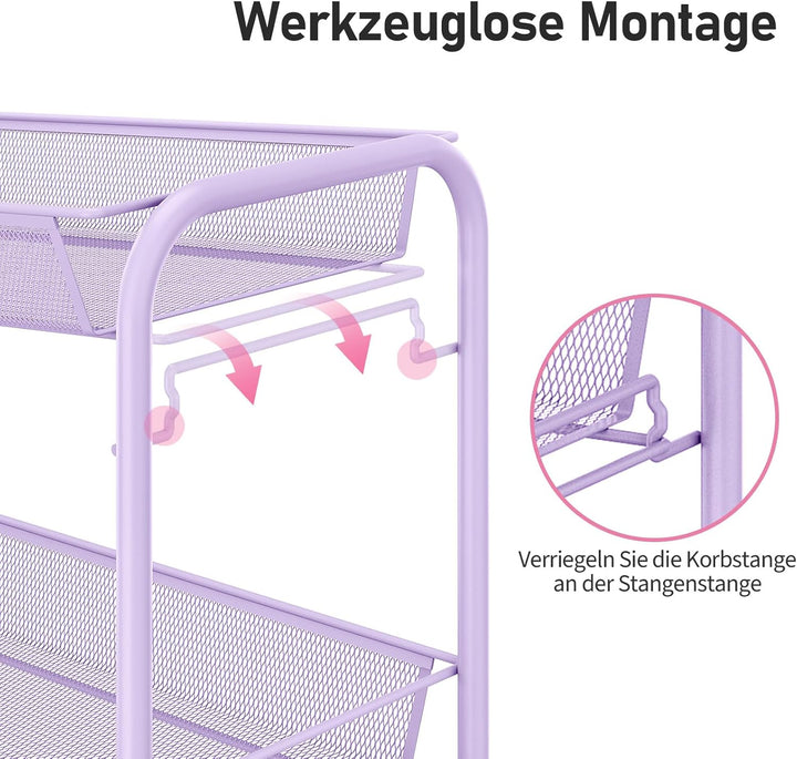 Urackify 3-stöckiger Rollwagen, Multifunktionaler mobiler Küchenwagen für Bad, Küche & Waschküche. R
