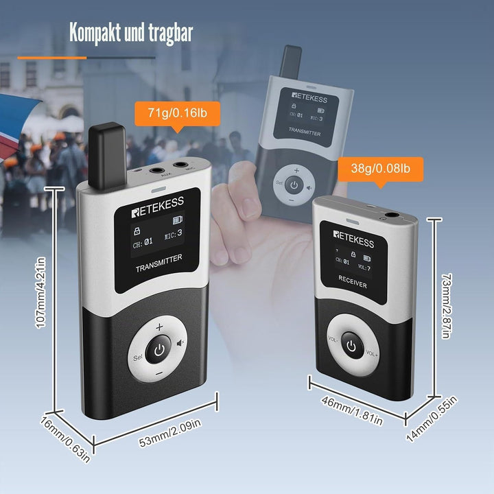 Retekess T130U (T130 4rd) Tour Guide System, Tour Guide-Headsets, Audioguides, Digitale Übertragung