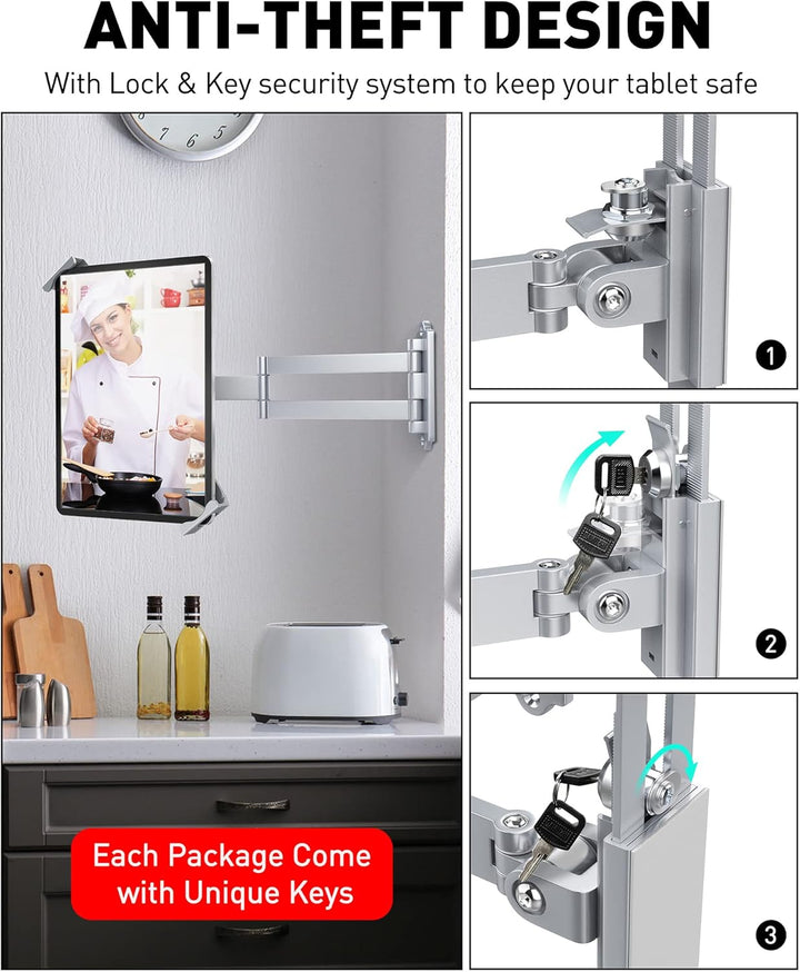 AboveTEK Tablet Wandhalterung iPad Ständer für 7-11Zoll Tablets/iPad/Galaxy Tab/Slate/Fire Tablet Ha