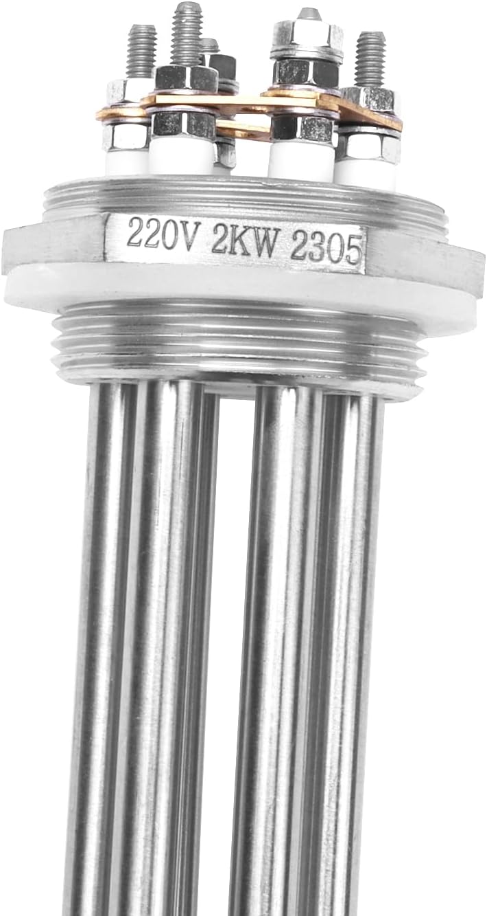 DERNORD 220V 2KW 1-1/2 Zoll Heizelement 3U Warmwasserbereiter BSP Edelstahl Flansch Heizstab und Dec