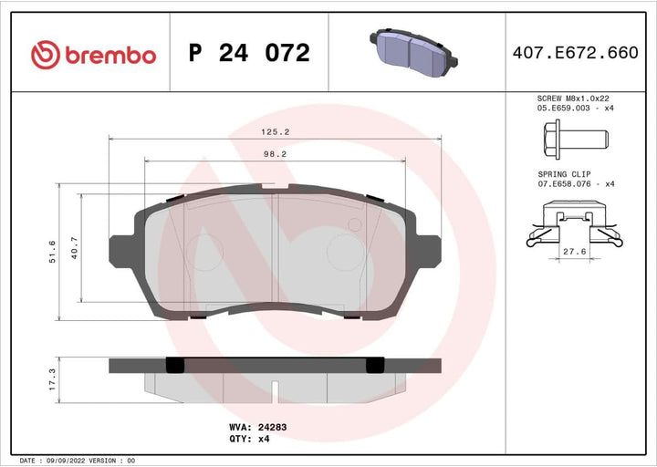 BREMBO P 24 072X Bremsbeläge