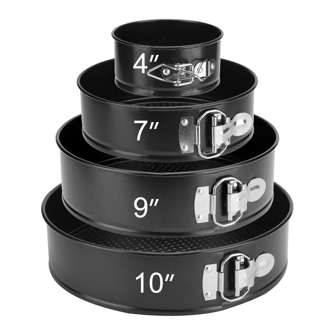 isheTao Springform, Set mit 4 Stück, 12/18/22/26 cm, Profi-Kuchenform, rund, und Backutensilien, abn