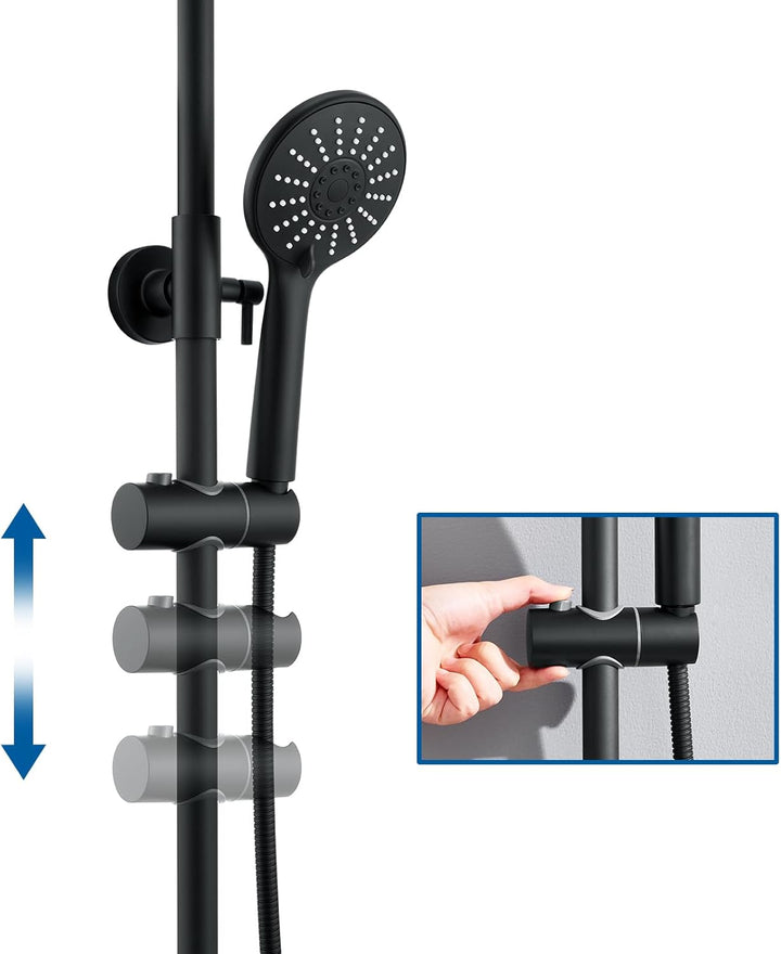 Auralum Duscharmatur Komplettset: Regendusche mit Thermostatarmatur, Höhenverstellbare Edelstahl-Dus
