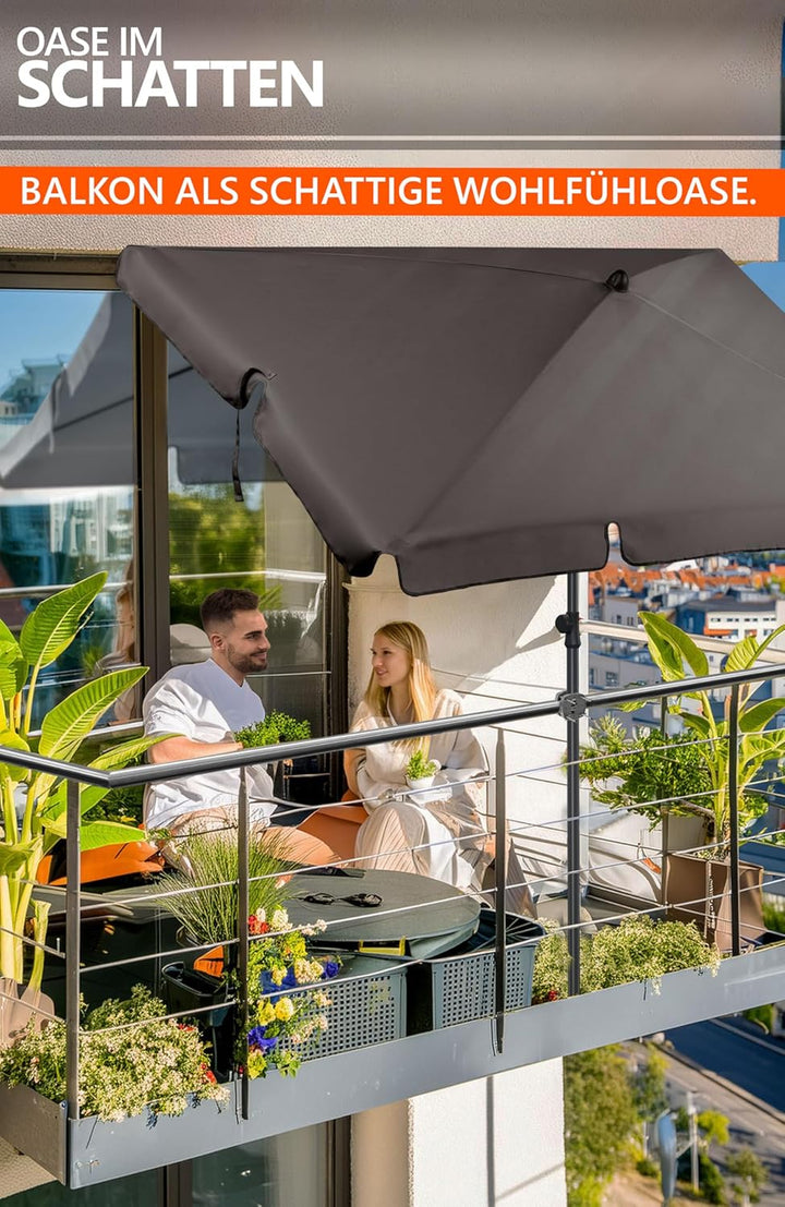 4smile Sonnenschirm Balkon SunnyShade, 200 x 125 cm, Taupe - UPF 50+ Sonnenschirm rechteckig als Son