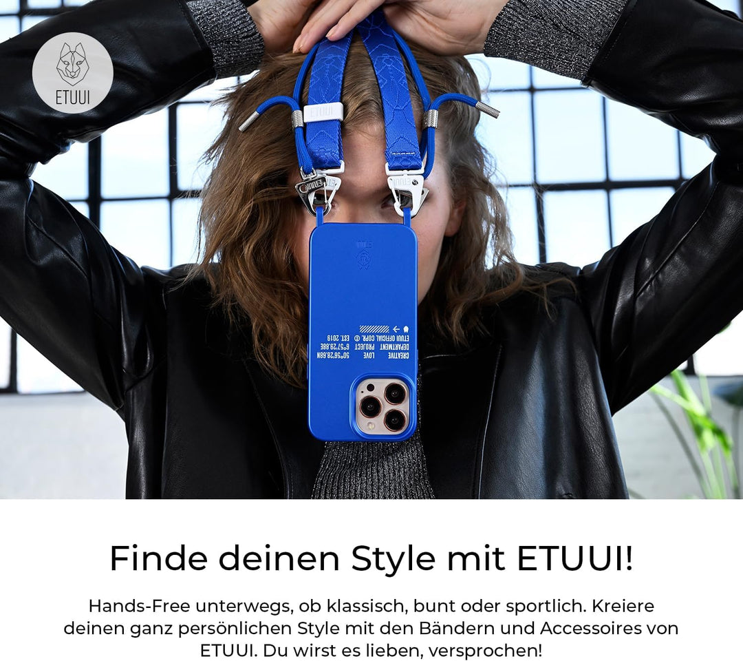 ETUUI Metallic Hook Hülle mit Ösen iPhone 15 Pro Max Creme [kompatibel mit MagSafe] - hochwertige Sc