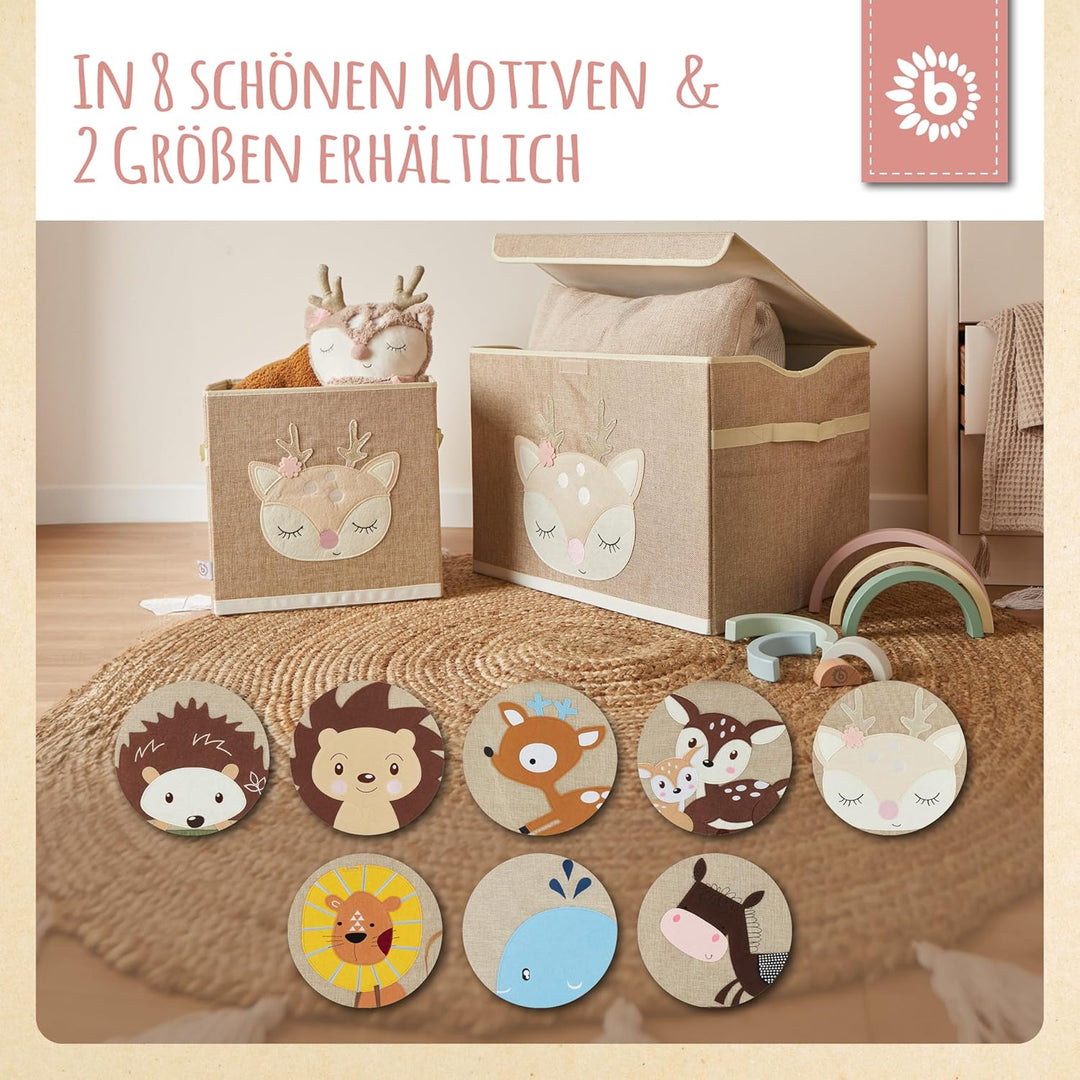 Bieco Aufbewahrungsbox Kinder | Reh Ella Motiv ca. 36L faltbar | Süsse Spielzeug Kiste für Kallax Re