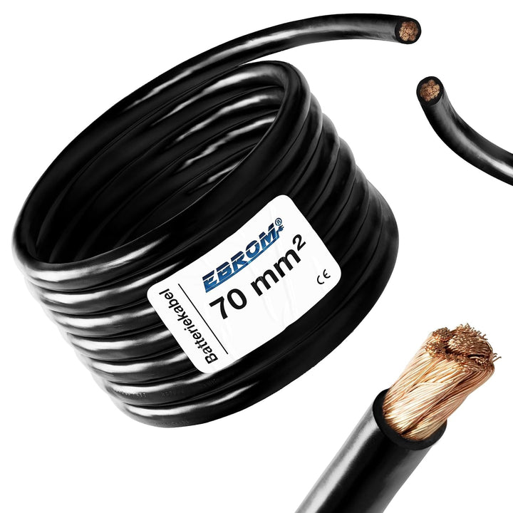 EBROM Batteriekabel, Massekabel auf den Meter genau! SCHWARZ (-) H07V-K 2,5/4 / 6/10 / 16/25 / 35/50