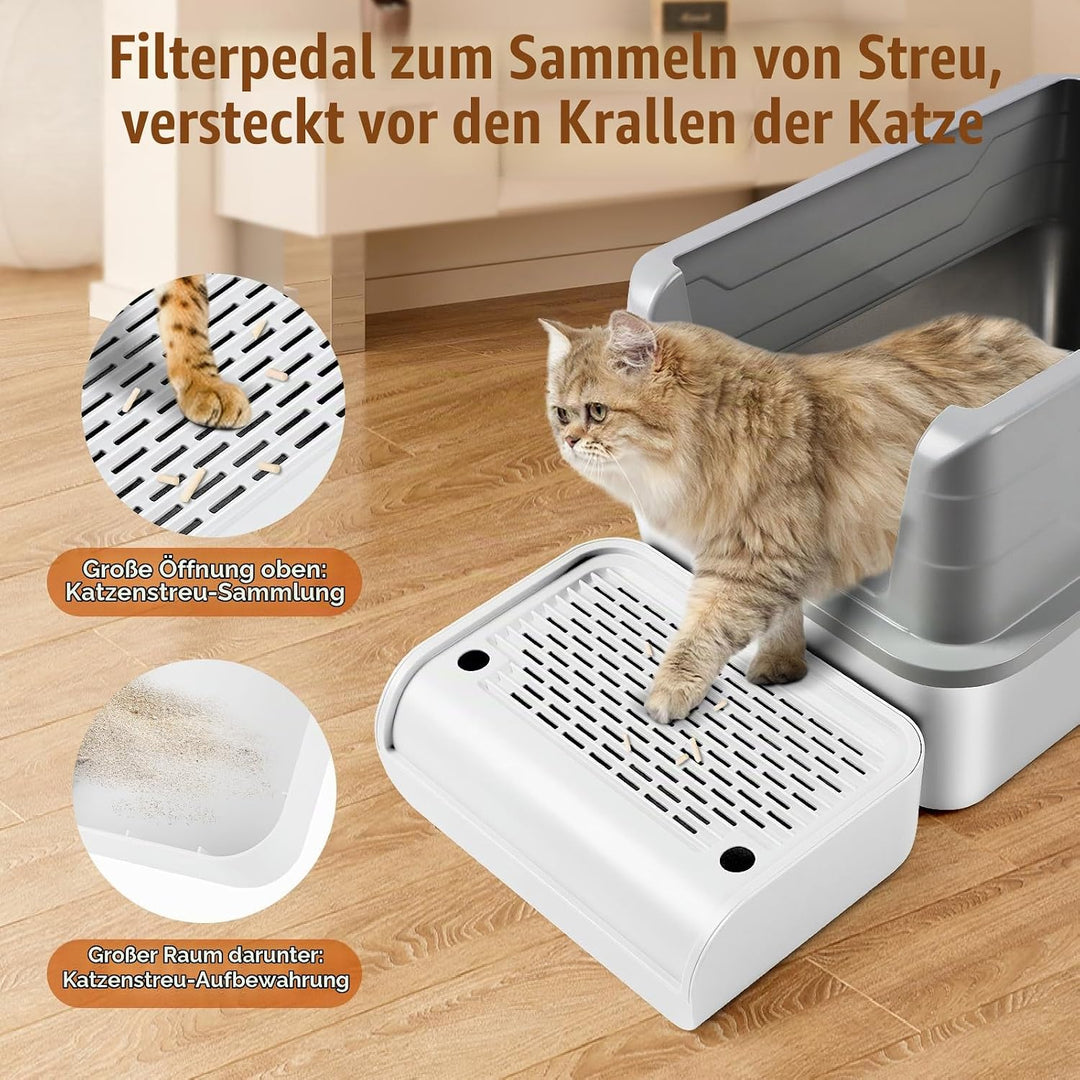 Katzentoilette, Katzenrampe/Treppe/Katzenfänger mit Filterfunktion, leicht zu reinigen, Filterpedal