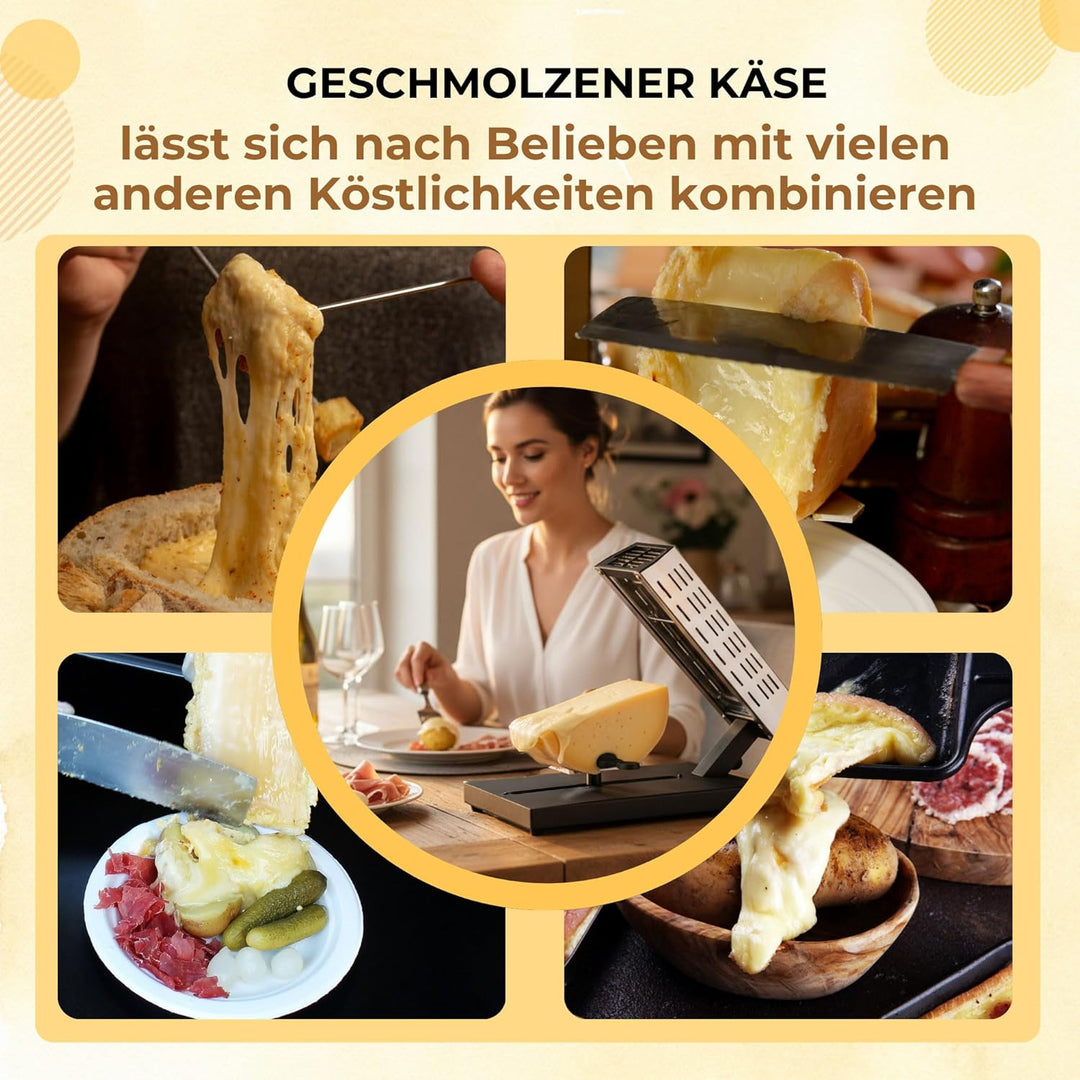 Syntrox Raclette Käseschmelzer 6-8 Personen Schweizer Traditionell 600W Tessin - Höhenverstellbar Ne
