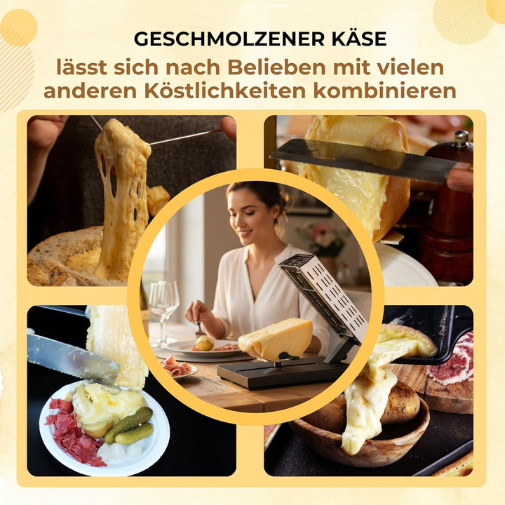 Syntrox Raclette Käseschmelzer 6-8 Personen Schweizer Traditionell 600W Tessin - Höhenverstellbar Ne
