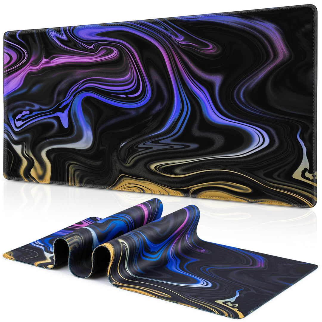 Abetcabe Gaming Mauspad XXL, Mousepad 900 x 400mm, Fluid Art Mauspad gross Vernähte Kanten WassXerdi