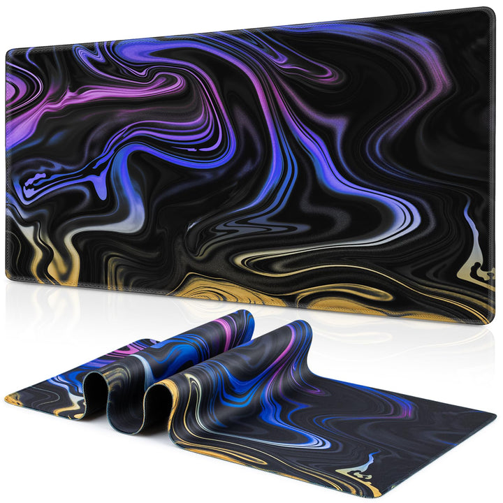 Abetcabe Gaming Mauspad XXL, Mousepad 900 x 400mm, Fluid Art Mauspad gross Vernähte Kanten WassXerdi