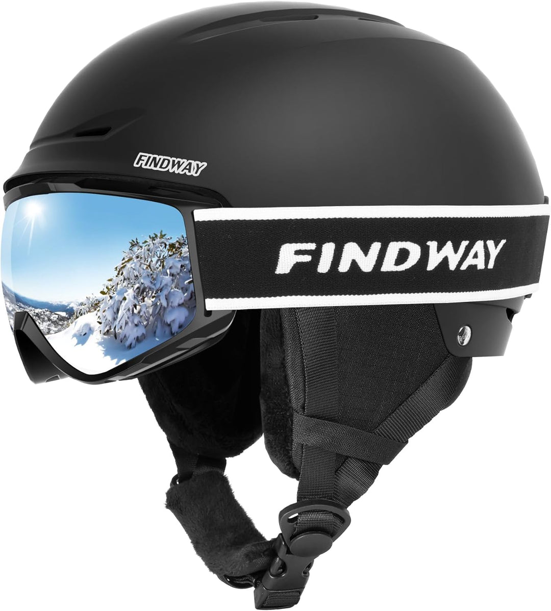 Findway Skihelm und Skibrille Set, SnowboardHelm mit Brille für Damen und Herren Erwachsene Skihelme