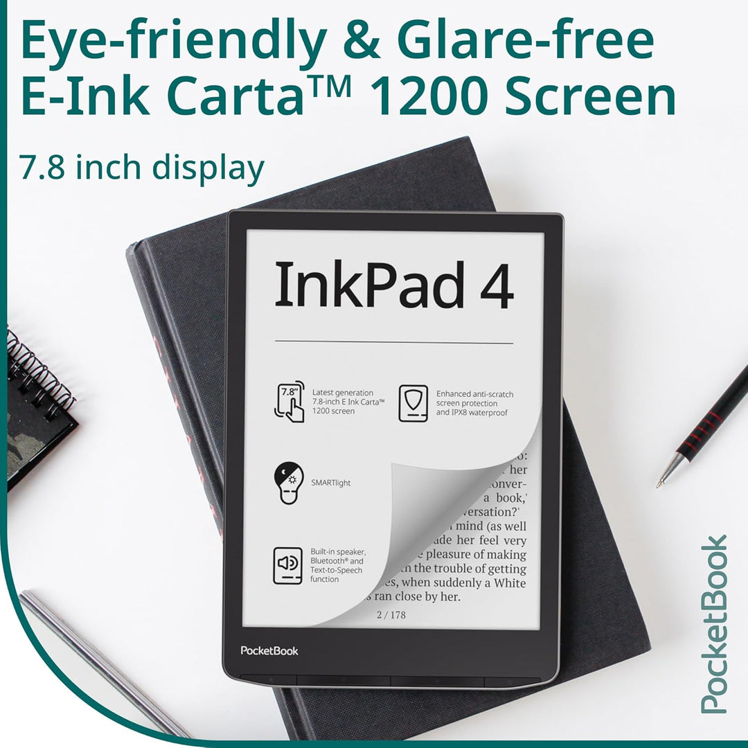 PocketBook InkPad 4 - Stardust Silver, E-Book Reader