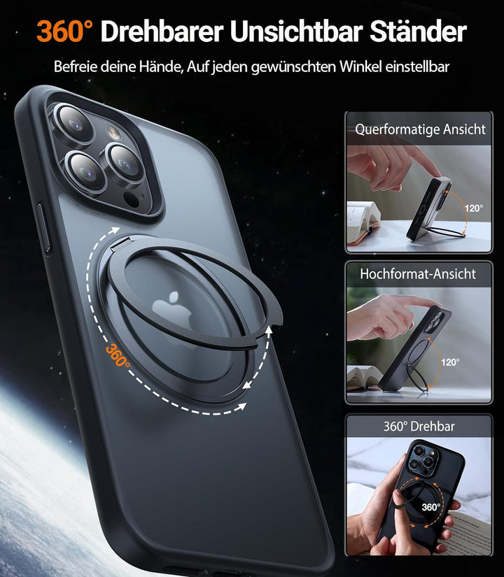 TORRAS 360° Magnetischer Ring Ständer für iPhone 14 Pro Max Hülle mit MagSafe [Zertifiziert Stossfes
