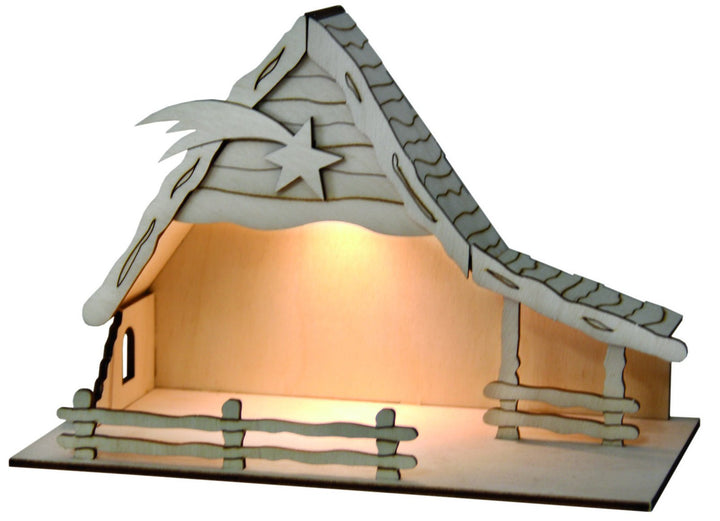 SOL-EXPERT group 44411 - Solar Weihnachtkrippe Bethlehem, Bausatz, Holz, Natur