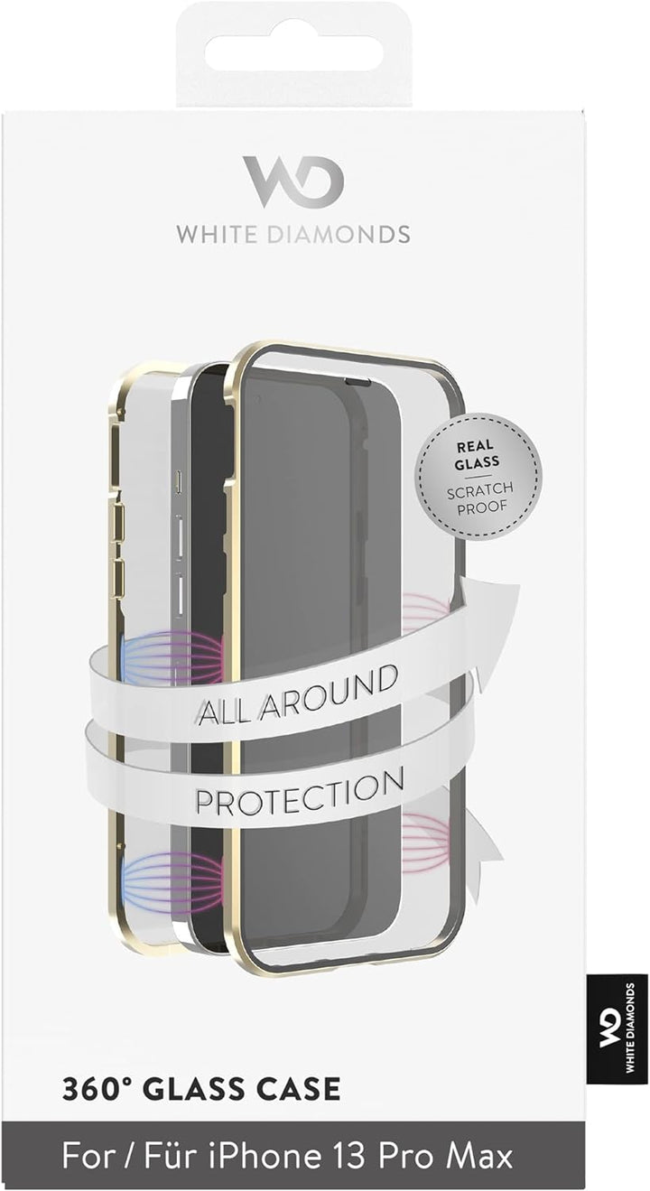 White Diamonds - Hülle 360 Grad Glass Case Passend für Apple iPhone 13 Pro Max I Handyhülle, Durchsi
