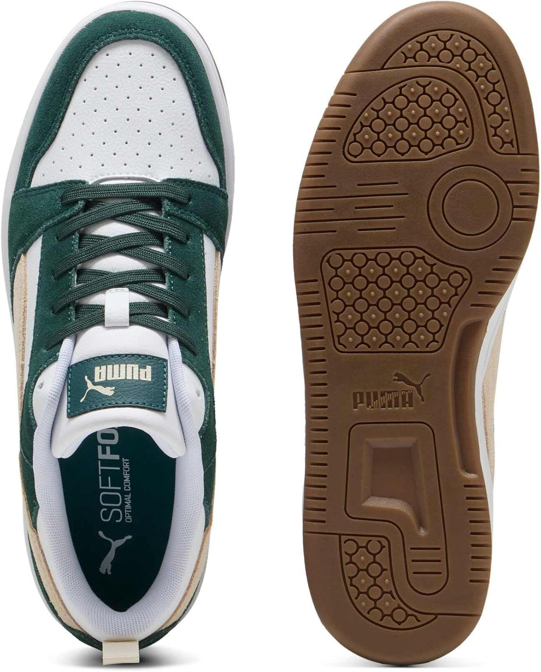 Puma Unisex Rebound V6 LowSneaker 36.5 EU Green Terrain Alpine Snow Puma Weiss, 36.5 EU Green Terrai