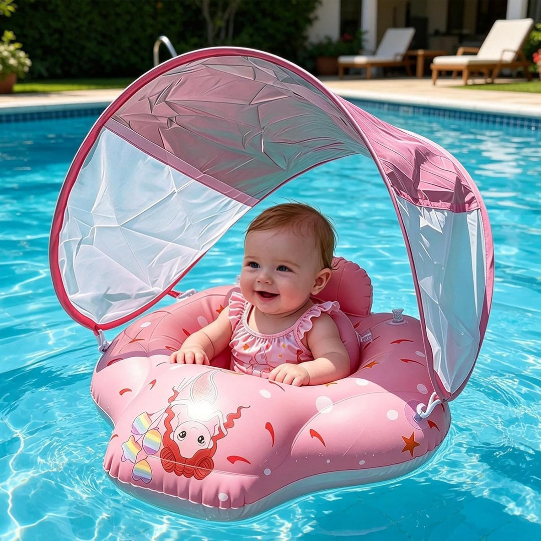 -Schwimmring mit Sonnendach – UPF50 Sonnendach für Kleinkinder | Kinder-Schwimmring , Schwimmtrainin