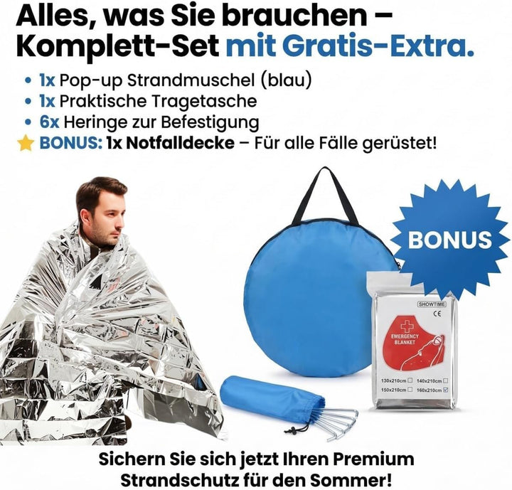 XXL Strandmuschel Pop Up uv Schutz 50 +, Strandzelt Sonnenschutz 3-5 Personen, Grösser Strandmuschel